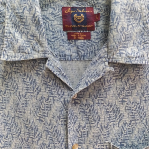 Bryon Nelson Shirt Mens Size L Eleventh Straight Silk Short Sleeve Button - Picture 4 of 12